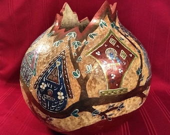 Hand Stipple Carved Hand Painted Birdhouses Art Gourd