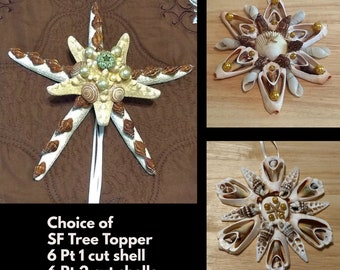 CLEARANCE Seashell Tree Topper Ornaments or Wall Plaques 6 to 9 in size - Your Choice of 1 - Beach Coastal Nautical Decor