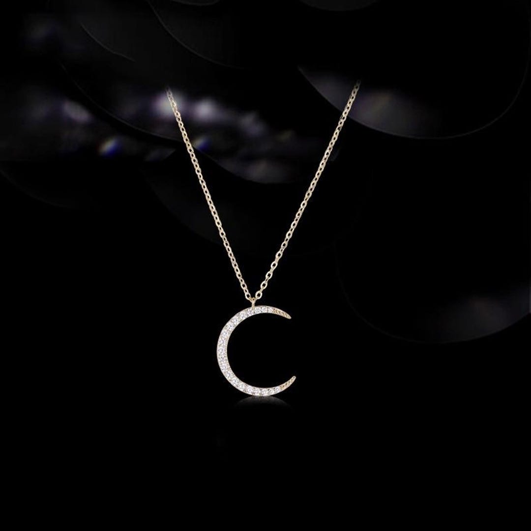 Crescent Moon Necklace Sterling Silver | Dainty Moon Pendant Necklace ...
