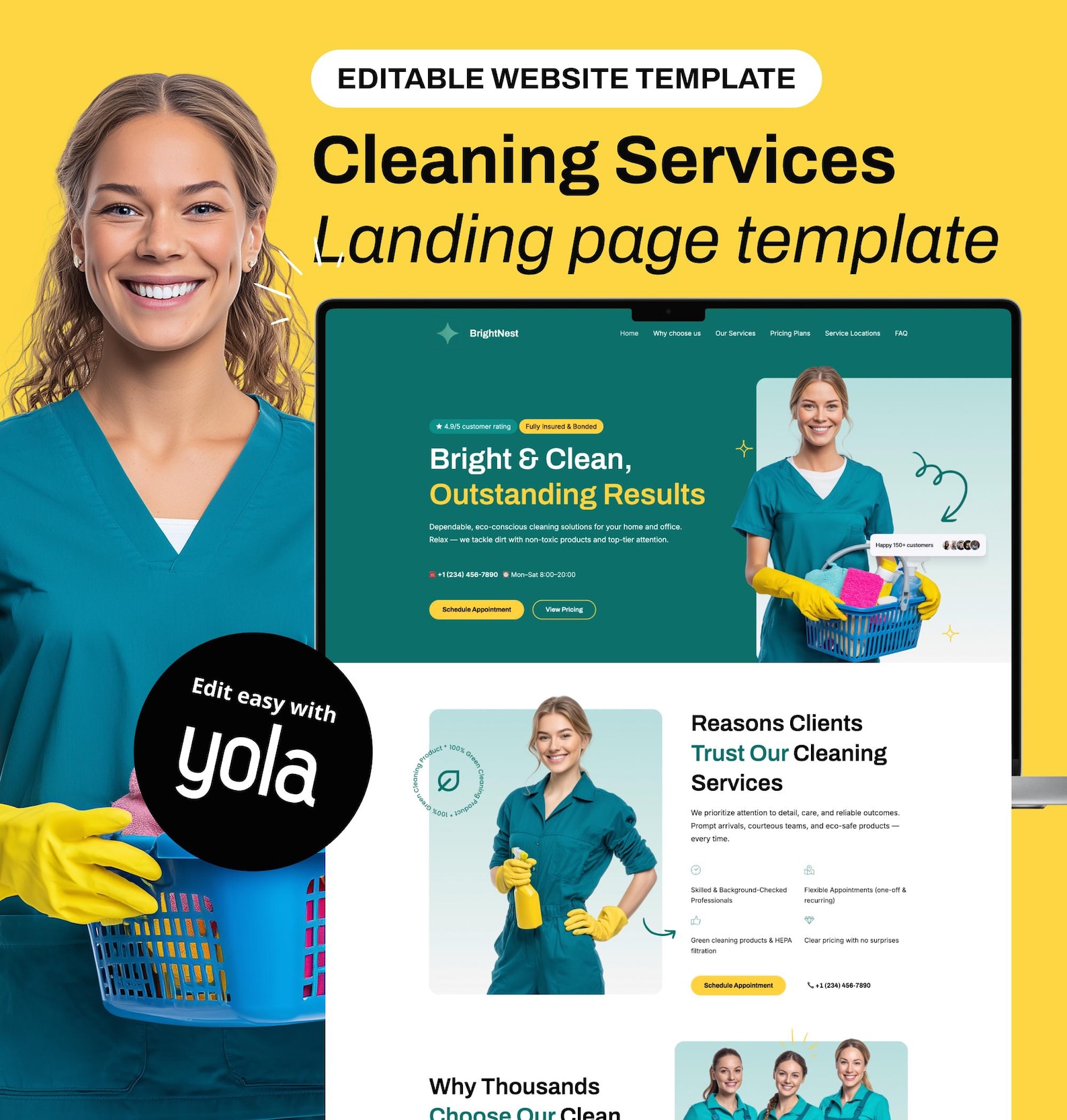 Cleaning Business Website Template Editable Maid & Housekeeping