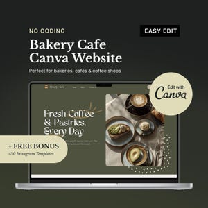 Canva-website voor bakkerij en café | Website sjabloonset + gratis 30 Instagram-verhalen