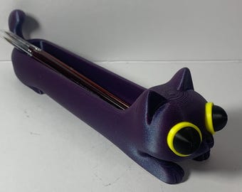 Long Cat Desk Organizer, 3D Printed Pen Holder, Kawaii Office Decor
