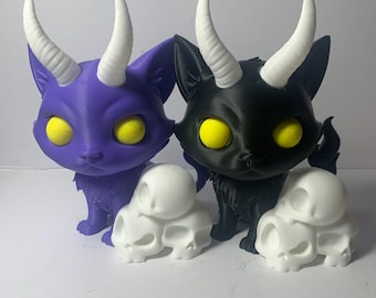 Gotisk Hornkattfigur | Spöklik Dödskalledekoration