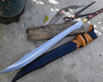 29'' Hand-Forged Sword | Leaf Spring Steel Blade | Rosewood Handle | Unique Artisan Craftsmanship"