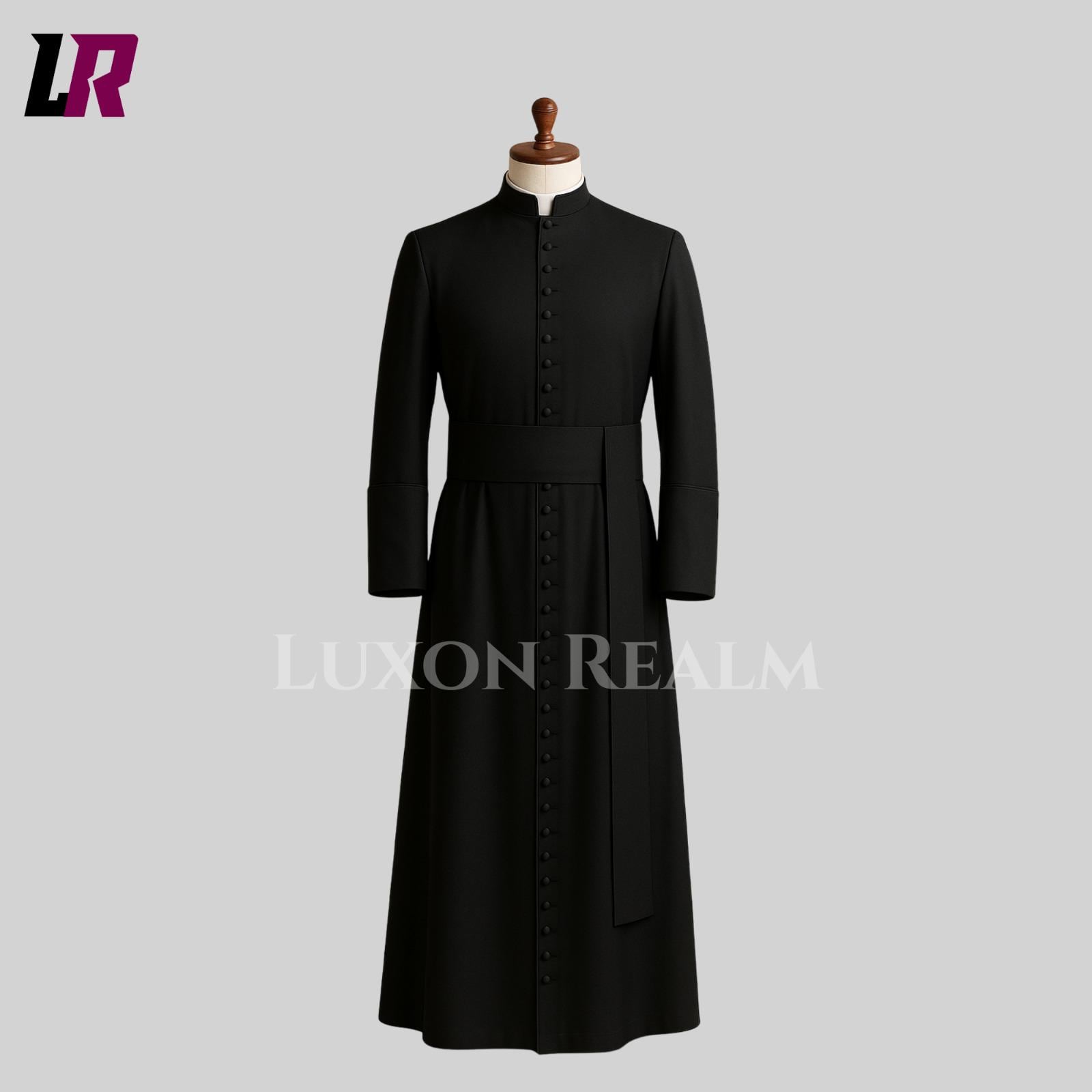 Priest Cassock Men | Black Clergy Robe | Custom Pastoral Vestment | Handmade Church Cassock | Tailored Liturgical Robe | Clergy Clothing Priest Cassock Men | Black Clergy Robe | Custom Pastoral Vestment | Handmade Church Cassock | Tailored Liturgical Robe | Clergy Clothing