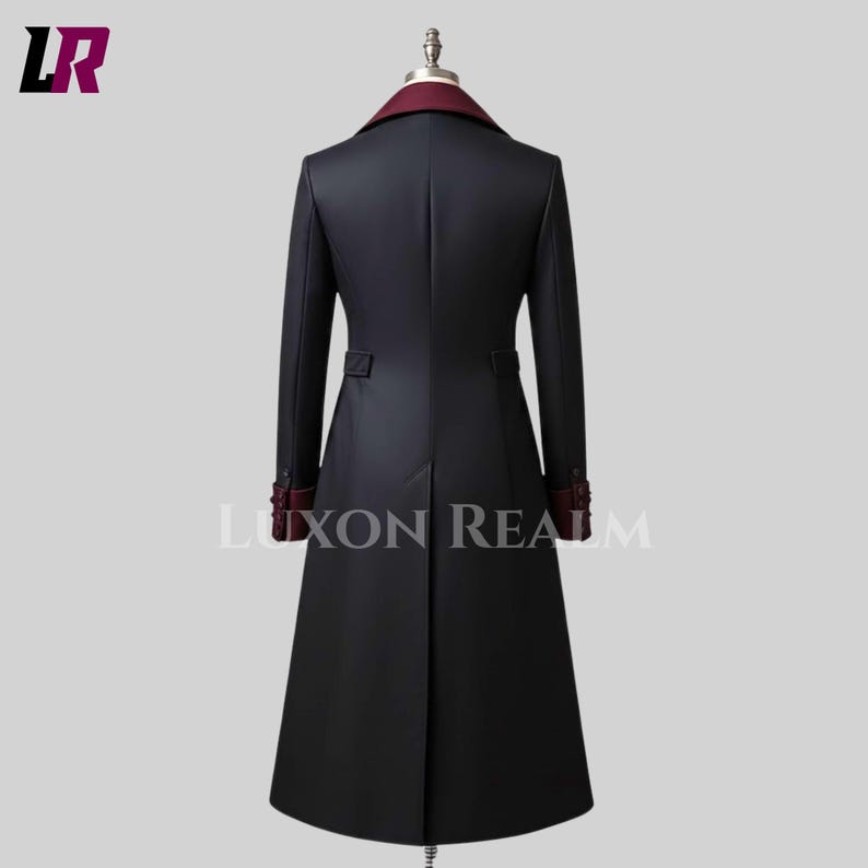 Gothic Victorian Suit for Men • 3 Piece Tailcoat Set • Steampunk Long Coat & Vest • Vampire Costume Trench Coat • Handmade Formal Suit image 3