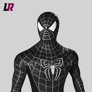 3D Style Black Spider-Man Cosplay Costume: Printed Superhero Suit for Halloween