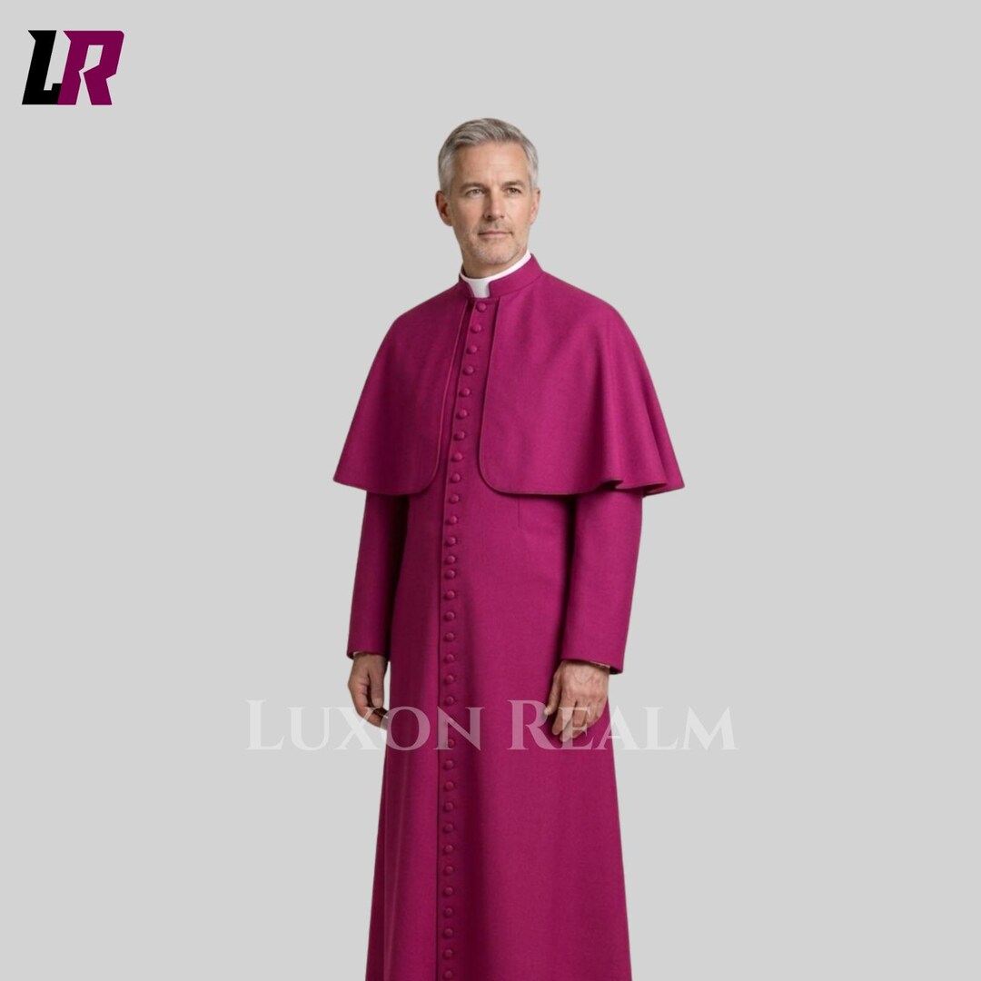 Purple Bishop Cassock Catholic Clergy Robe Full Length Choir Cassock ...