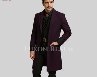 Vampire Gothic Coat Men | Purple Victorian Tailcoat | Custom Cosplay Jacket | Dark Steampunk Coat | Handmade Vintage Costume | Formal suit
