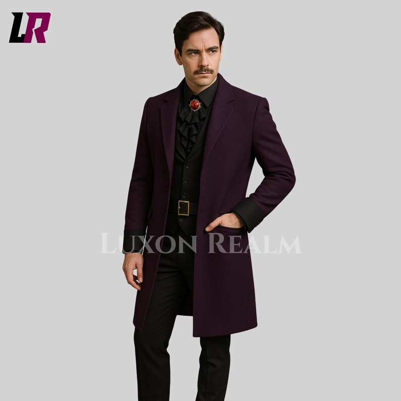 Men's purple clothing - Vampire Gothic Coat Men | Purple Victorian Tailcoat | Custom Cosplay Jacket | Dark Steampunk Coat | Handmade Vintage Costume | Formal suit 