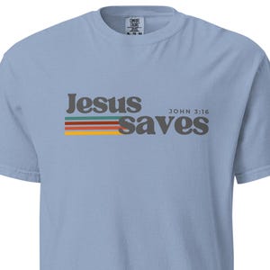 Christian T-Shirt – “Jesus Saves” Vintage Style Christian Tee | John 3:16 Shirt | Faith Streetwear