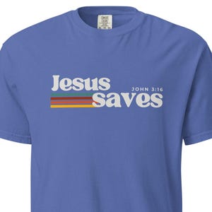 Christian T-Shirt – “Jesus Saves” Vintage Style Christian Tee | John 3:16 Shirt | Faith Streetwear