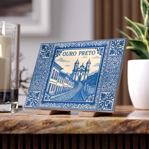 Ouro Preto keramiska plattor – blå portugisisk väggdekoration, 15 x 20 cm