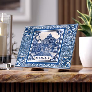 Manaus Brazil Ceramic Tile – Blue Portuguese Style Wall Art