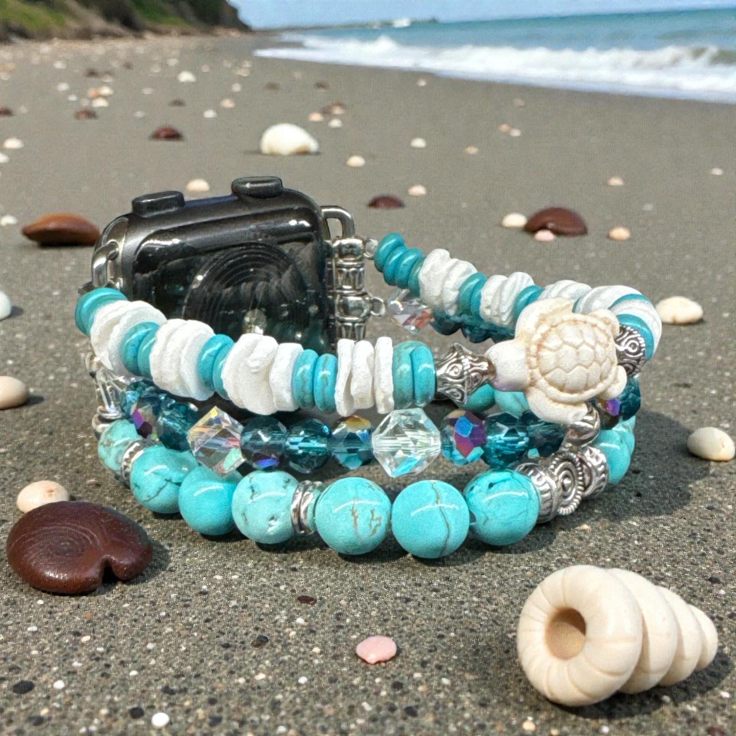Paloma Turquoise Sterling Silver 925 Watch Band Charm Handmade iWatch Apple Watch Band Silicone Turquoise Decorative Charm Set  main image 2