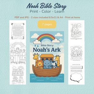 Noah&#39;s Ark Coloring Pages: Christian Printable Activities (PDF Download)