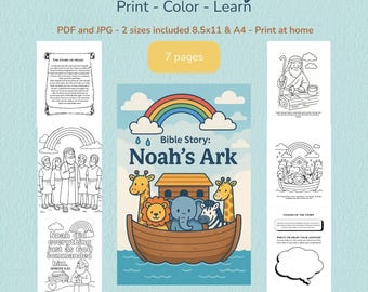Noah's Ark Coloring Pages: Christian Printable Activities (PDF Download)