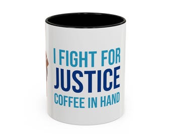 Taza de café con puño de la justicia, regalo para activistas progresistas, simpatizante de la ACLU