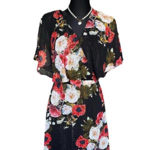 Dorothy Perkins Black Floral Women&#39;s Elegant Midi Dress Size M