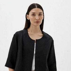 Nienhaus & Lotz Black Minimalist Open Front Women&#39;s Blazers Size L