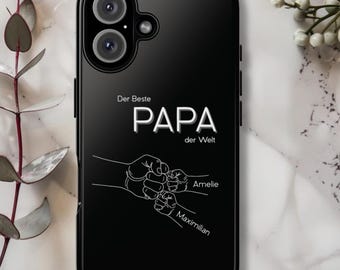 Regalo per la festa del papà | Cover per telefono personalizzata "Best Dad" con nome | Cover per iPhone Fist Bump | Idea regalo per papà | ChristinDesigns