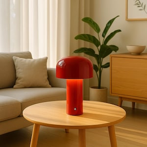 Mushroom Lamp – LED Mushroom Night Light, Rechargeable Touch Table Lamp, Minimalist Mushroom Decor, Cozy Gift for Her