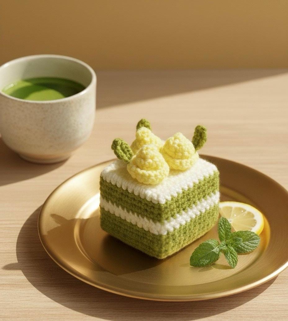 38 Crochet Kawaii Patterns with Keychains, Amigurumi, Hats, and Coasters 16 Crochet Matcha Cake Plush