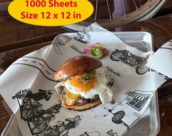Custom Logo Food Safe Wax Paper | Greaseproof Sandwich Liner 1000 Sheets | Bulk Restaurant Branded