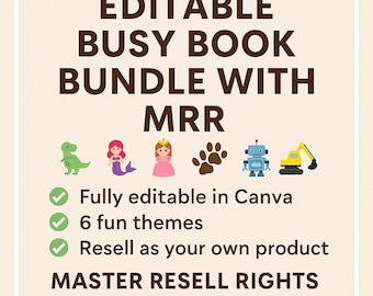 Editable Preschool Busy Book Bundle: 6 Themes, MRR (Canva Printable)