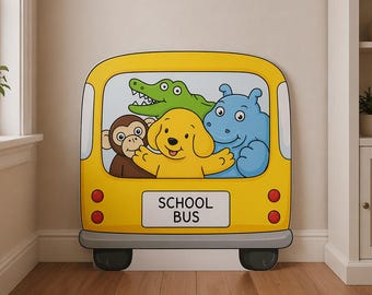 School Bus Birthday Backdrop Wheels on the Bus Party School Bus Cutout Bus Standee Yellow Bus Birthday Decor Photo Prop Kids Bus Birthday