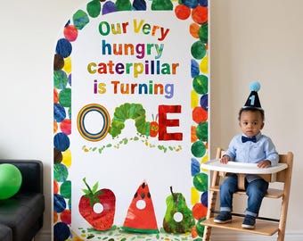 Very Hungry Caterpillar Birthday Backdrop First Birthday Decor Cake Smash Backdrop Caterpillar Party Photo Booth Prop 1st Birthday Standee