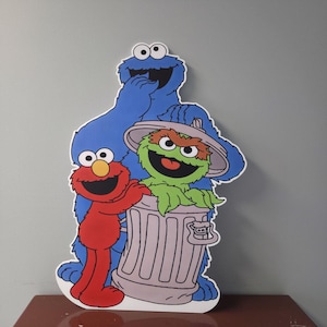 Sesame Street Party Elmo Cookie Monster Abby Cadabby Cutout Life Size Standee Birthday Photo Prop Kids Party Backdrop Yard Sign Decoration ELMO AND FRIENDS