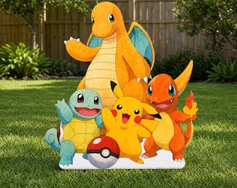 Pokemon Birthday Yard Sign Life Size Cutout Standee Pokemon Party Decor Pikachu Cutout Birthday Backdrop Party Photo Prop Kids Party Decor