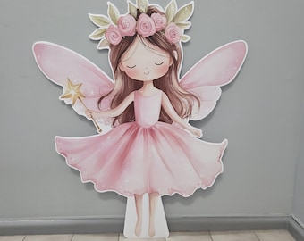 Fairy Birthday Party Decor Fairy Cutout Life Size Standee Pink Fairy Party Fairy Garden Party Photo Prop Princess Fairy Birthday Decoration