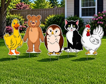 Little Bear Yard Sign Little Bear Birthday Lawn Sign Woodland Birthday Cutout Standee Toddler Party Decor Photo Booth Prop Storybook Decor