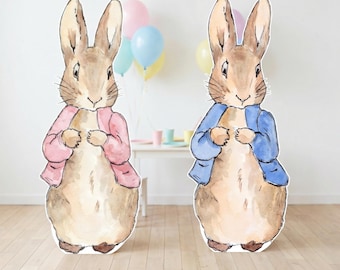 Peter Rabbit Cutout Standee Pink Blue Bunny Cutout Life Size Peter Rabbit Party Decor Bunny Birthday Photo Prop Baby Shower Yard Sign