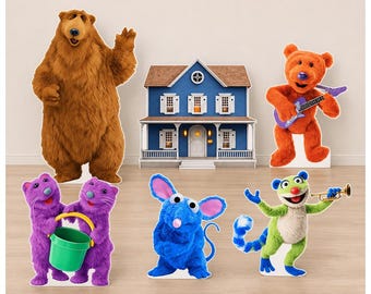 Bear in the Big Blue House Cutout Standee Big Bear Birthday Backdrop Photo Booth Prop Yard Sign Storybook Birthday Decor Theme Party Props