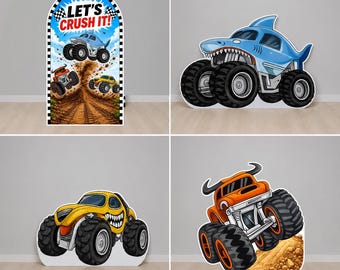 Monster Truck Cutout Standee Monster Jam Birthday Party Life Size Truck Backdrop Photo Booth Prop Yard Sign Boys Party Decor Party Theme