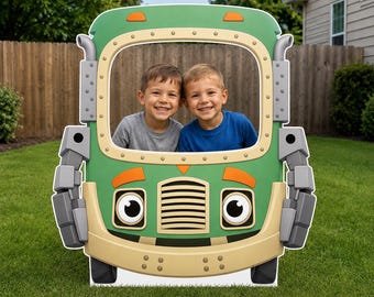 Trash Truck Birthday Face Hole Prop Life Size Cutout Trash Truck Party Garbage Truck Prop Birthday Photo Prop Yard Sign Truck Birthday Decor