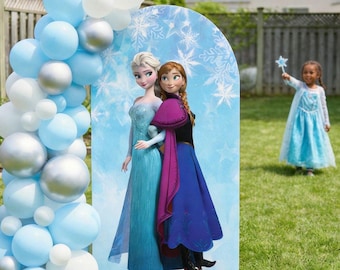 Frozen Backdrop, Anna Elsa Life size Cutouts Frozen Standee Frozen Party Decorations elsa birthday Decor, princess Photo Backdrop, yard sign