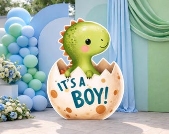 its a boy dinosaur cutout standee boy Baby Shower Decor Dino Egg decoration dino party yard sign life size stand up prop boy gender reveal