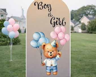 Bear cutout Gender Reveal Backdrop Boy or Girl Baby Shower Sign Teddy Bear Arch Standee Baby Reveal Party Decor bear centerpiece decoration