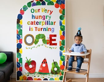very Hungry Caterpillar Birthday Backdrop First Birthday Decor Cake Smash Backdrop Caterpillar Party Photo Booth Prop 1st Birthday Standee