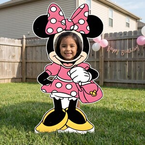 Mickey Minnie Face Hole Cutout Photo Booth Prop Life Size Mickey Mouse Minnie Mouse Birthday Party Decor Kids Birthday Party Photo Props MINNIE MOUSE