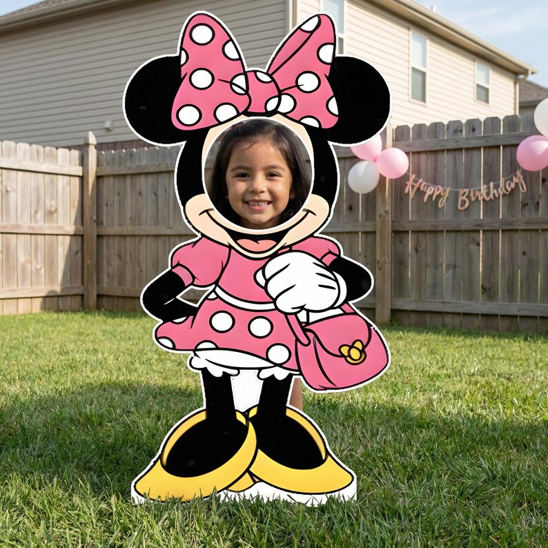 Mickey Minnie Face Hole Cutout Photo Booth Prop Life Size Mickey Mouse Minnie Mouse Birthday Party Decor Kids Birthday Party Photo Props MINNIE MOUSE