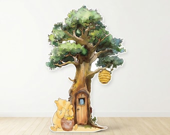 Winnie the Pooh Baby Shower Decor Classic Pooh Cutout Standee Life Size Treehouse Backdrop bear party Baby Boy shower Photo Prop Yard Sign