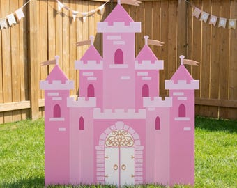 Princess Pink Castle Cutout Standee Birthday Yard Sign Lawn Decor Princess Decoration Photo Prop Fairy Tale Party Backdrop Pink Party Decor