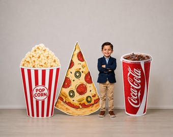 Movie Party Decor Life Size Cutout Pizza Cutout Popcorn Cutout Soda Cup Cutout Food Party Decor Birthday Standee Movie Night Props Food Prop