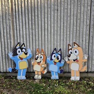 Happy bluey Party decoration standee Bluey cutout centerpiece Bluey Birthday decoration bluey cutouts centerpiece topper backdrop yard