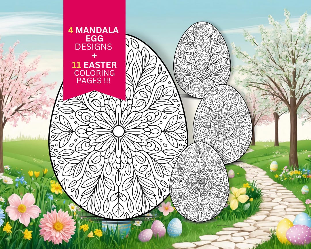 Spring and Easter Coloring Pages Bundle - 15 Printable Designs for Kids ...